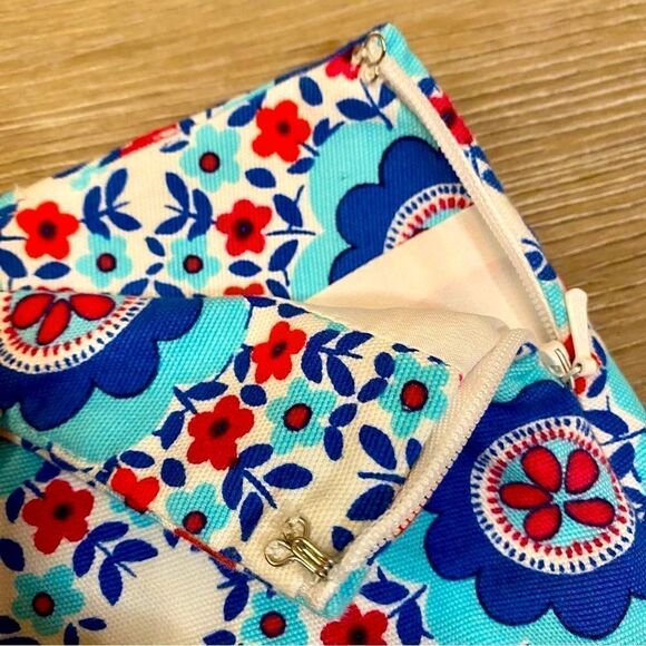 NEW RED/WHITE/BLUE FLORAL GEOMETRIC PRINT LINED SKIRT BY TALBOTS 8 - Picture 8 of 12